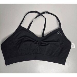 Oner Active Black Adjustable Criss Cross Sports Bra Sz XL Workout Gym Athleisure